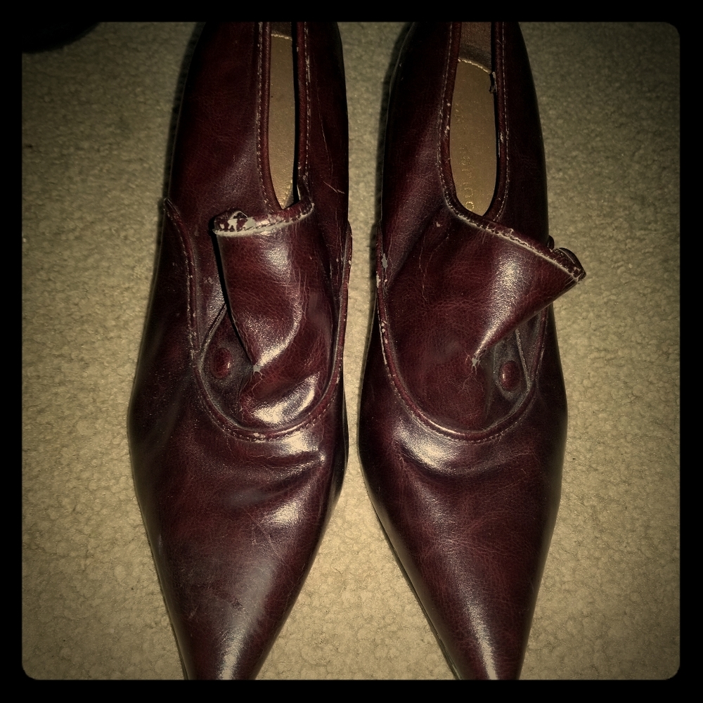 Brown leather booties